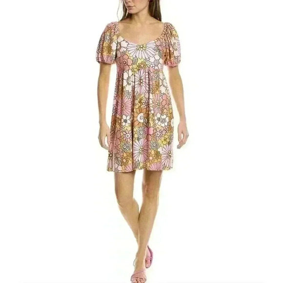Smith & Quinn Delaney Dress Small Retro Floral Short Sleeve Tier Wedding Guest - Picture 7 of 12